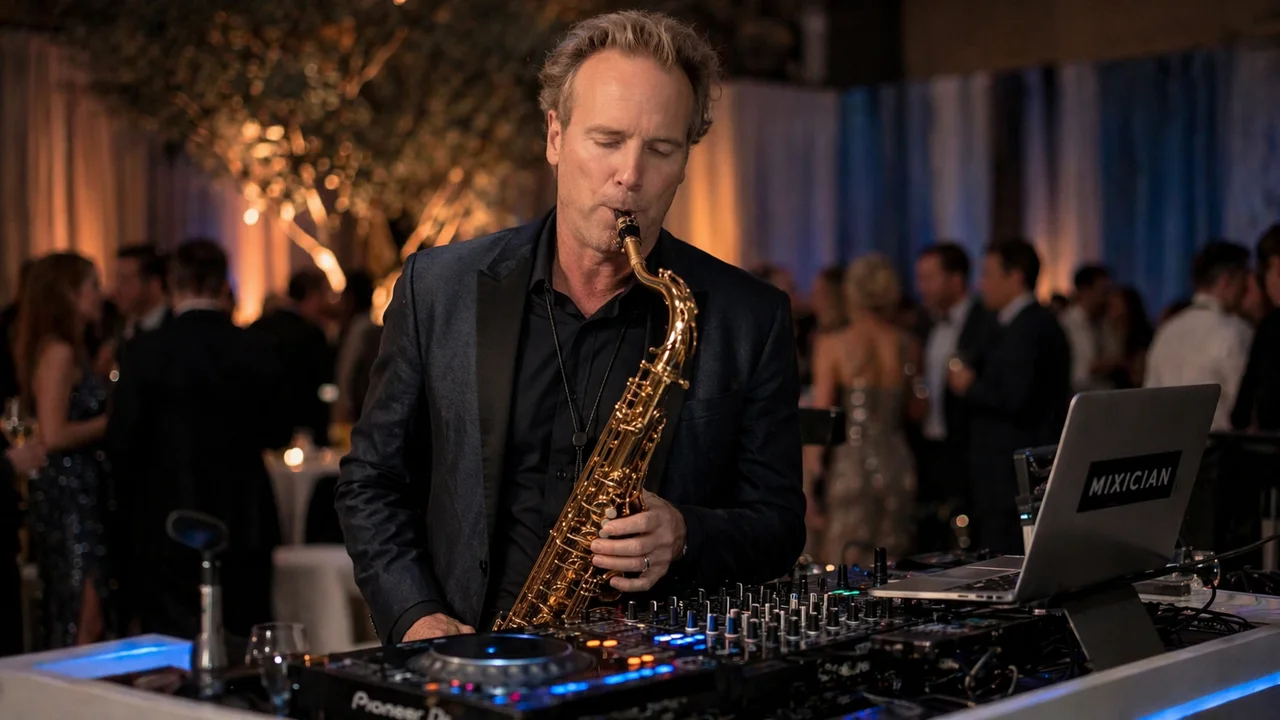 DJ and live saxophone performance for a corporate or private event